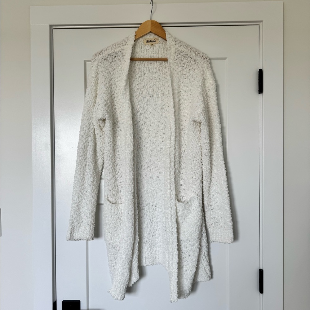 Listicle Cream Textured Cardigan